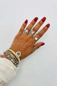 Lamelif Gümüş 7li Kombin Kelebek Yüzük Seti