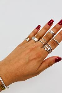 Lamelif Gümüş 7li Kombin Love Yüzük Seti