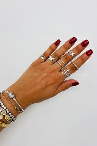 Lamelif Gümüş 7li Kombin Love Yüzük Seti