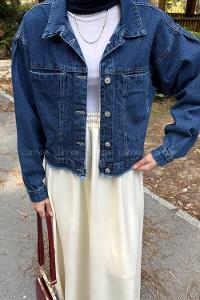 Lamelif Püskül Detaylı Ceket Kot Mavisi