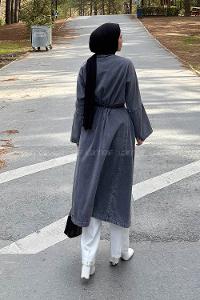 Smoked Long Arm Denim Trench Coat