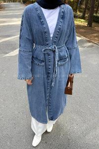 Denim Blue Long Arm Denim Trench Coat