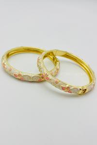 Lamelif Beyaz Renkli Çiçek Desen Mineli Bilezik