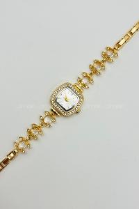 Lamelif Gold Kristal Taşlı Kol Saati