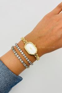 Lamelif Gold Vintage Metal Kordon Kol Saati