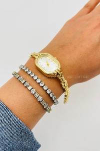 Lamelif Gold Vintage Metal Kordon Kol Saati