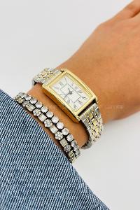 Lamelif Gümüş Gold Detaylı Metal Kordon Kol Saati