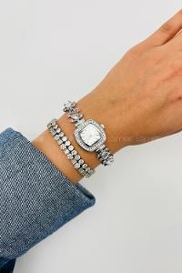 Lamelif Gümüş Kristal Taşlı Kol Saati