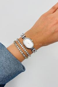 Lamelif Gümüş Kristal Taşlı Metal Kordon Kol Saati