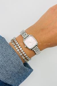 Lamelif Gümüş Metal Kordon Pudra Ekartman  Kol Saati