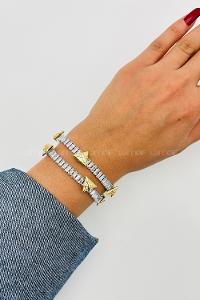 Lamelif Gümüş Su Yolu Baget Taşlı Asimetrik Figürlü Bileklik