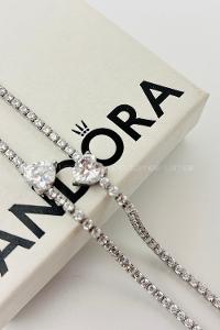 Lamelif Gümüş Su Yolu Baget Taşlı Beyaz Kalp Bileklik