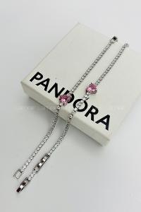 Lamelif Gümüş Su Yolu Baget Taşlı Pembe Kalp Bileklik