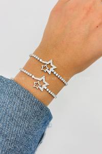 Lamelif Gümüş Su Yolu Baget Taşlı Yıldız Figürlü Bileklik