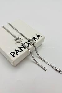 Lamelif Gümüş Su Yolu Baget Taşlı Yıldız Figürlü Bileklik