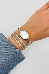 Lamelif Gümüş Vintage Metal Kordon Kol Saati