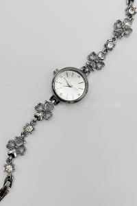 Lamelif Gümüş Yonca Kristal Taşlı Metal Kordon Kol Saati
