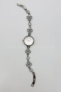 Lamelif Gümüş Yonca Kristal Taşlı Metal Kordon Kol Saati