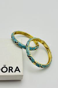 Lamelif Mavi Renkli Çiçek Desen Mineli Bilezik