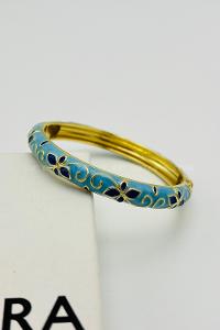 Lamelif Mavi Renkli Çiçek Desen Mineli Bilezik