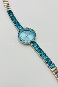 Lamelif Mavi Taş Detaylı Metal Kordon Kol Saati