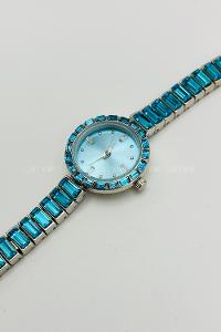 Lamelif Mavi Taş Detaylı Metal Kordon Kol Saati