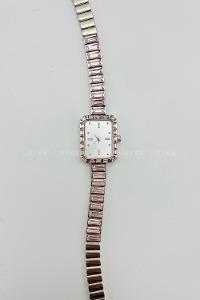 Lamelif Pembe Taş Detaylı Metal Kordon Kol Saati