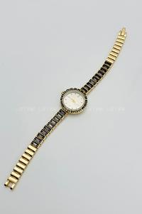 Lamelif Siyah Taş Detaylı Metal Kordon Kol Saati