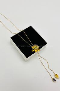 Lamelif Swarovski Sarı Ldyllia Çiçek Figürlü Zarif Kolye