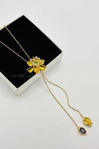 Lamelif Swarovski Sarı Ldyllia Çiçek Figürlü Zarif Kolye