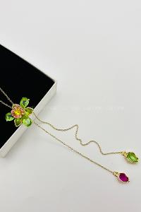Lamelif Swarovski Yesil Ldyllia Çiçek Figürlü Zarif Kolye