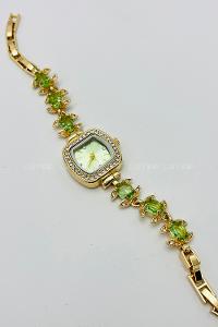 Lamelif Yeşil Kristal Taşlı Kol Saati