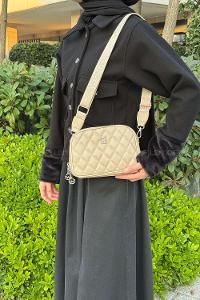 Kapitone Fermuarlı Mıknatıs Kapak Bölmeli Çok Gözlü Günlük Kadın Omuz Çantası