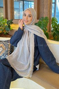 Lamelif Bürümcük Şal Açık Gri