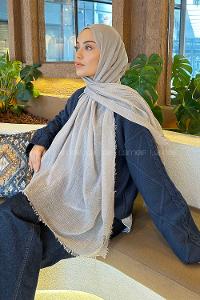 Lamelif Bürümcük Şal Açık Gri