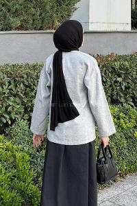 Gray V Neck Long Arm Cotton Jacket