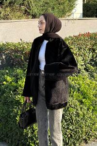 Black Normal Neck Long Arm Coat