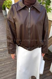 Lamelif Kemerli Deri Mont  Acı Kahve