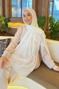 Lamelif Krem Bürümcük Şal