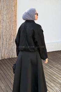 Black Shirt Collar Long Arm Cotton Suede Polyester Jacket