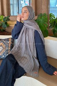 Lamelif Piliseli Bambu Şal Antrasit