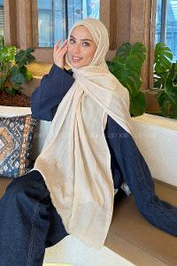 Lamelif piliseli Bambu Şal Bej