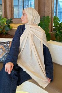 Lamelif piliseli Bambu Şal Bej