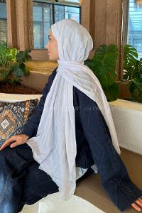 White Cotton Fabric Straight Shawl