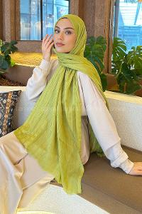 Lamelif Piliseli Bambu Şal Fıstık Yeşili