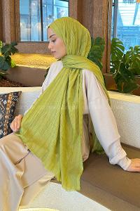 Lamelif Piliseli Bambu Şal Fıstık Yeşili