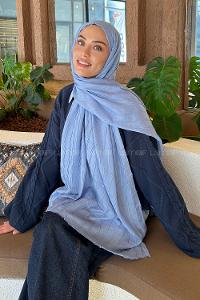 Lamelif Piliseli Bambu Şal Gök Mavi