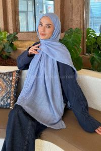 Lamelif Piliseli Bambu Şal Gök Mavi