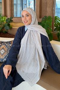 Lamelif piliseli Bambu Şal Gümüş Gri