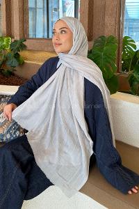 Lamelif piliseli Bambu Şal Gümüş Gri